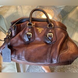 Prada Cervo Deerskin Executive Tote Bruciato - Authentic